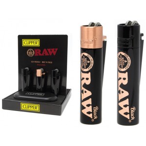 Clipper - Full Metal Rose Gold With RAW Logo Lighters - (Display of 12)